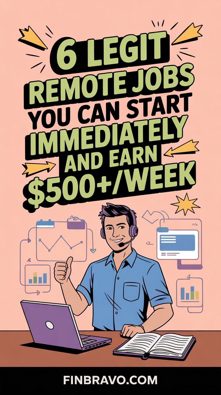 6 Legit Remote Jobs You Can Start Immediately and Earn $500+/Week
